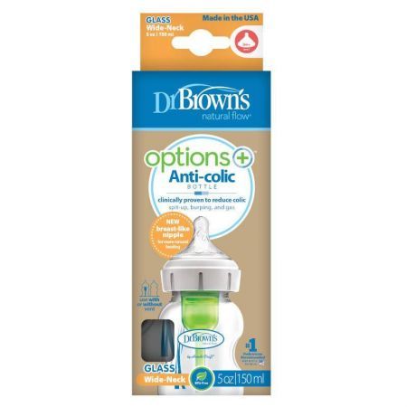 DrBrown's Options+ Anti-coliques Butelka szeroka szyjka szklana 150 ml