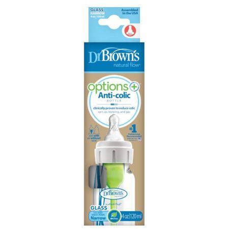 DrBrown's Options+ Anti-coliques Butelka wąska szyjka szklana 120ml