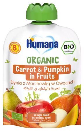 Humana 100% Organic Mus Dynia z marchewką w owocach